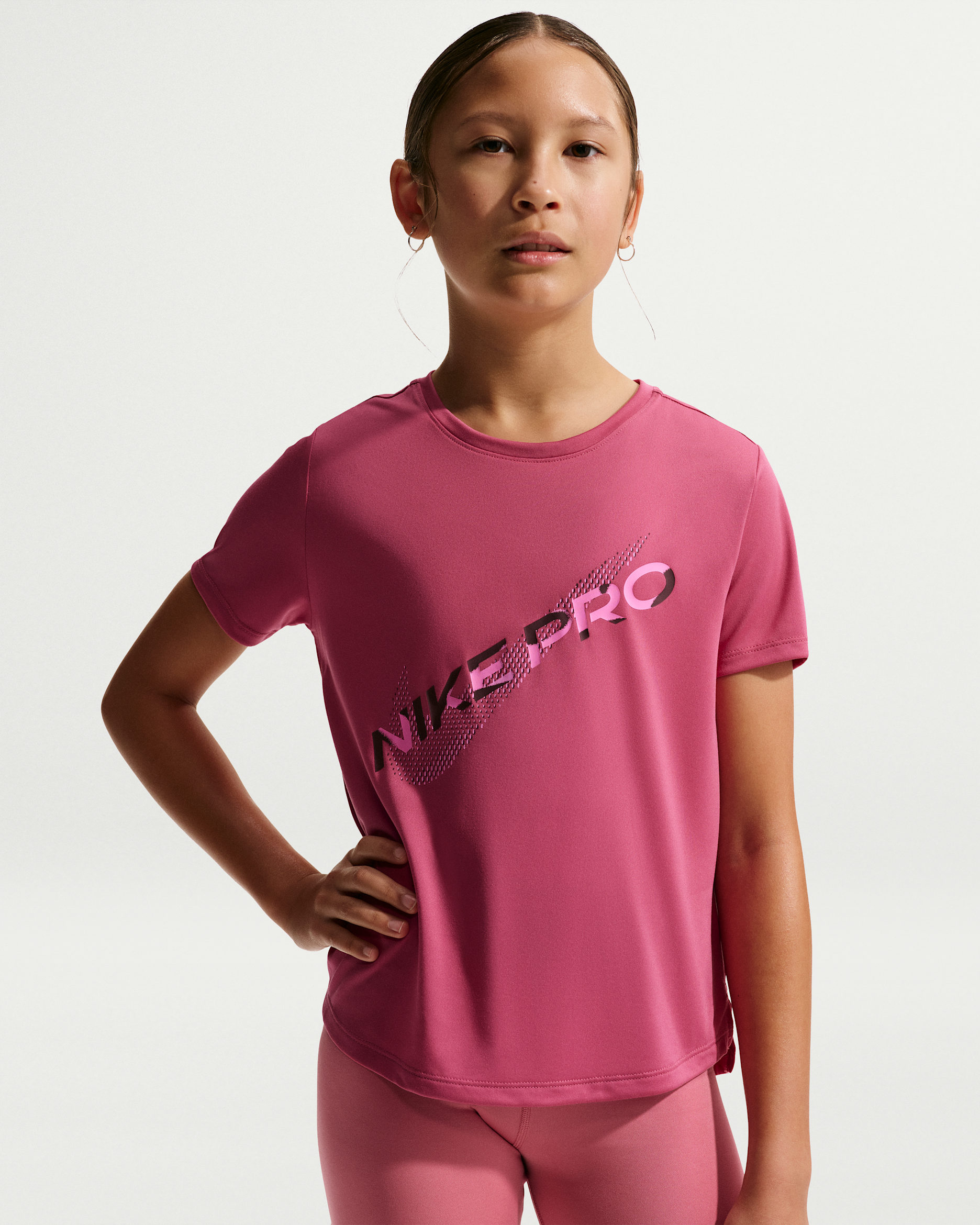 NIKE Pro Elite 2022 Rosa Tシャツ Nike Pro Older Kids' (Girls') Dri-FIT Short-Sleeve Top. Nike PT